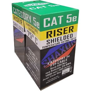 Shaxon Category 5e, 4 Pair Solid Shielded, 1000 Foot Box, PVC Jacket, Gray