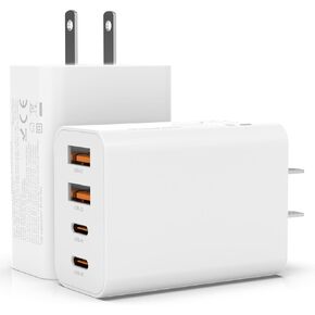 2Pack USB C Charger Block, 40W Fast USB C Wall Charger 4-Port PD Power Adapter + QC Wall Plug Multiport Type C Charging Block Cube for iPhone 16 15 14 Pro Max XR XS 8 7, iPad, Galaxy, Tablet - White