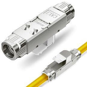 Ethernet Cable Extender Cat7 RJ45 Connector Buckle 2 Pcs Tool-Free Zinc Alloy Shielded Ethernet Termination Plugs for Cat7 up to 23AWG Solid Bulk S/FTP (Model1098)