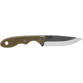 TOPS Knives Mini Scandi Rockies Edition Full Tang Fixed Blade-Tumble Finish Blade Finish- Coyote Tan Kydex Sheath
