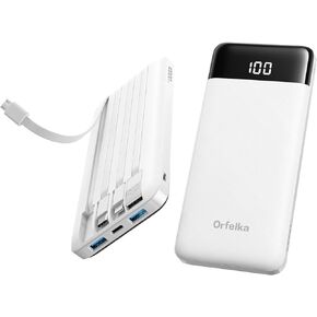Portable Phone Charger, 10000mAh Portable Charger Power Bank with Built-in Cables, Travel Essential Battery Pack Compatible with iPhone, Samsung, Google, iPads, Tablets, etc