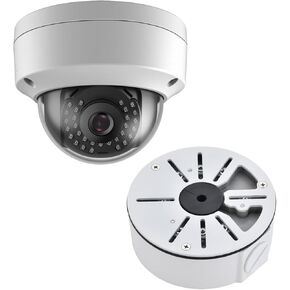 Real HD 5MP PoE IP Dome Security Camera, 2.8mm Wide Angle, H.265 IP66 Waterproof Built-in Micphone/Audio, Compatible with Hik Vision NVR, Not PTZ Camera, Bundle with Junction Box Mount Bracket