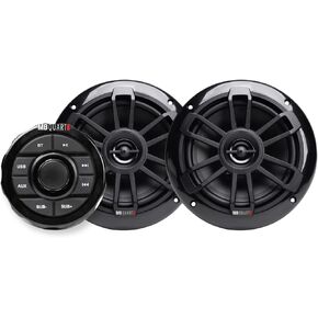 MB Quart Coaxial Speakers with Bluetooth Source Unit (Black) – 6.5 Inch, 160 Watt Each, Marine Grade Waterproof, for Marine, Car, RV, Set of 2 Speakers