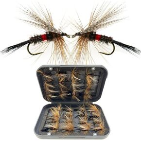 24/30/46/54/127-Pieces Fly Fishing Files Kit #8-#16 Handmade Dry Wet Nymphs Streamers Fly Fishing Lures for Trout Salmon with Fly Box