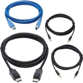 Tripp Lite DisplayPort KVM Cable Kit, 4K DP, USB 3.2, 3.5 mm Audio Jack, 4 in 1 KVM Cable Set (M/M), 10 ft. (P785-DPKIT10)