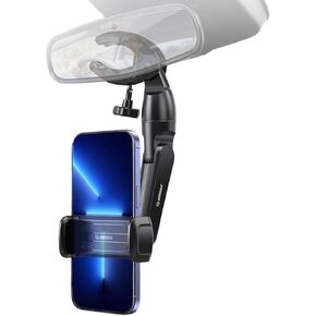 Esoulk - Rear View Mirror Phone Holder for Car, Aluminum Alloy Rearview Mirror Cell Phone Holder Car Mount with Metal Body, Rotatable and Retractable Adjustable Rearview Car Phone Cradle Stand