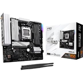 ASRock AMD B850M Pro RS WiFi 6E Socket AM5 Ryzen 9000, 8000 and 7000 Series DDR5 B850 up to 8000+ (OC) MHz 256GB Micro ATX Motherboard M.2 SATA3 6.0 Gb/s PCIe 5.0 Realtek 2.5G LAN BIOS Flashback