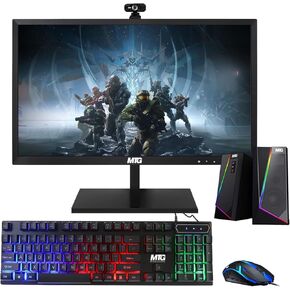 TechMagnet All in one Desktop Computer, Cheetah 4, Intel Core i5 4th Gen 2.5 GHz, 8GB DDR3, 120GB SSD, 27 inch LED Monitor, MTG RGB Keyboard Mouse, RGB Speaker and Webcam, Windows 11 Pro (Renewed)
