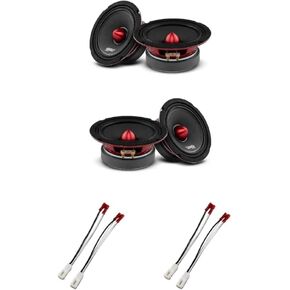 DS18 Car Speakers Bundle 4X 6.5 Midrange Loudspeaker with Speaker Connector Adapter, 500W Max 250W RMS 4 Ohm Seamless Installation Compatible with Jeep Wrangler/Chrysler/Dodge