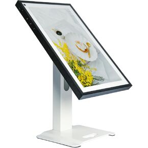 Metal Desktop Stand Compatible with Echo Show 15 (1st,2nd Gen) Show 21 Adjustable Swivel Stand,Rotation 360 Degree Angle Tilt 60 Degree,Suitable for Universal Monitors 13-32" Screen White