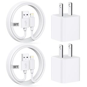 iPhone Charger USB مع حبل شاحن iPhone بطول 6 قدمًا [معتمد من MFI] ، محول شاحن الشاحن A-PPLE كتلة USB مع كابل Lightning لـ iPhone 14/13/12/11 PRO MAX/XS/XR/X/8/7/6/5/iPad