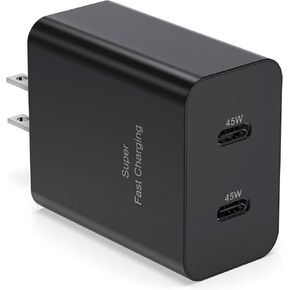 Galaxy S25 S24 USB C Charging Block Dual Port 45W PD Super Fast Charger Type C Wall Plug Adapter Quick Charge for Galaxy S25/S24/S23/S22/S21/S20/Z Fold 3/4/5/Note20/iPhone 16/15