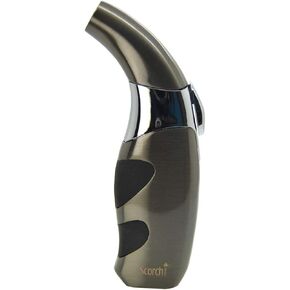 Scorch Torch Butane Satin Finish Stainless Steel Curved Refillable Lighter (Charcoal)