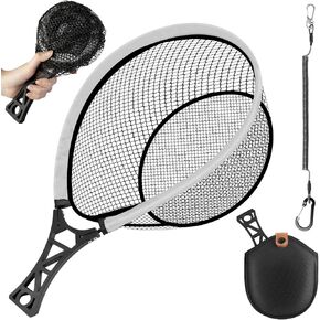 Fly Fishing Landing Net - Trout Net for Freshwater Trout Fishing, Foldable Landing Net with Rubber Mesh for Catch & Release, Ideal for Kayak & Wading Fishing, Includes Storage Bag & Lanyard