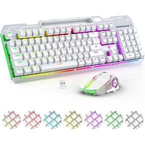 لوحة مفاتيح ألعاب لاسلكية وسرد الماوس ، RGB خلفية القابلة لإعادة الشحن 2000 مللي أمبير في الساعة بطارية ميكانيكية لمكافحة الفئران المضادة للضغط + 6D 4800DPI الفئران لجهاز الكمبيوتر