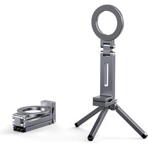 360° Rotation Magnetic Phone Stand with Tripod,Portable and Foldable Aluminium Alloy Phone Holder,Suitable for iPhone and All Mobile Phones,Essential Items for Flying or Traveling（Silver） in Kuwait