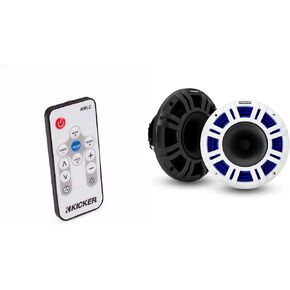 Kicker 48KMXL8 8" 4-Ohm RGB-LED KMXL Horn-Loaded Marine Coaxial Speakers, Pair w/LED Remote