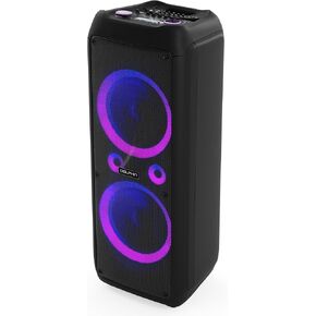 Dolphin SP-1270RBT Dual 12-Inch Premium Party Bluetooth Speaker, Bluetooth/USB/SD/FM/AUX, X-Bass, 5-Band EQ, LED Display, Quad Ring Lights