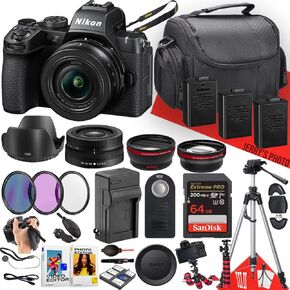 Nikon Z50II Mirrorless Camera with NIKKOR Z DX 16-50mm F/3.5-6.3 VR Lens + 64GB Memory + 2PC Extra Battery + Remote Control + Filters + Tripod + More (31pc Bundle)