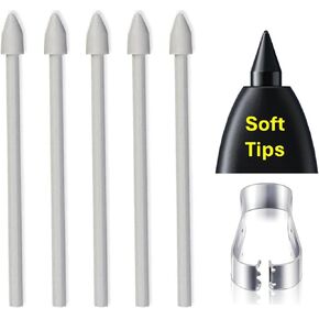 (5*Soft Tips) OEM Tab S9 /S10 Pen Tips,Nibs Replacement for Samsung Galaxy Tab S9/S9 FE/S10FE/S10 Pen Tablet All Verison Stylus S Pen Replacement Tips/Nibs+Tweezers (5*Soft Tips White)