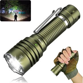 LED Tactical Flashlight Rechargeable - TD03 EDC Flashlight 1800 High Lumens - Tail Rotary Switch One Click Strobe Flashlight Longest Range 1158 feet for Outdoor Indoor Activities in Kuwait