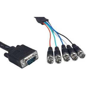 Kentek 1 Feet FT VGA HD15 to 5-BNC RGBHV Monitor Cable 24 AWG Male to Male M/M High Resolution Video Converter Adapter Black