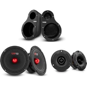 DS18 EN6P Universal Speaker Pods Bundle - 1 Set Left & Right Kick Panel + 2X 6.5 Midrange Speakers + 2X 1 Super Bullet Tweeters - Great for Slingshot, SXS, Motorsports & ATV/UTV