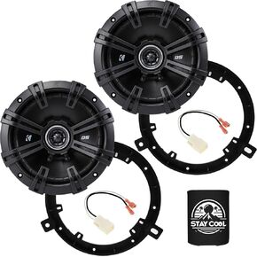 KICKER Speakers 6.75 inch for Jeep Wrangler 2007-2017 Upgrade Kit - Pair of CS Series with Adapters and Harness, Coaxial 6 3/4 Car Audio Front Dash or Rear Overhead Speaker DSC670, 43DSC6704