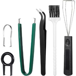 6 PCS Keyboard Key Puller Set Keyboard Puller Set Key Cap Removal Tool Keys Extractor Tool Keyboards Cleaning Tools Keycap Pullers Kit with Keycaps Tweezers for Mechanical Custom Keyboards