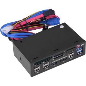 5.25inch Media Dashboard Front Panel USB3.0/2.0 HUB ESATA SATA Audio Multi Card Reader