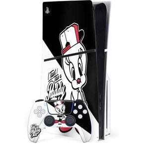 Skinit Decal Gaming Skin Compatible with PS5 Slim Disk Bundle - Officially Licensed Looney Tunes Tweety Bird Double Design