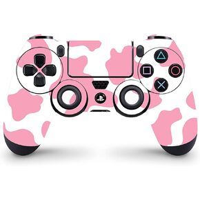 ZOOMHITSKINS Compatible with PS4 Controller Skin, Cute Light Pink Pastel White Dairy Cow Moo Milk, Durable, Vinyl, Made in The USA