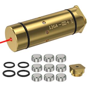 12GA Laser Cartridge for Dry Fire Practice System Home Training Portable Laser Bullet with Orings & Battery Laser Trainer Suitable for Shotgun