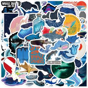 64pcs Whale Shark Aesthetics Cartoon Waterproof Vinyl Stickers for Boys Adults for Water Bottles Laptop Suitcase for Birthday Party Supplies Halloween Decoration Favors