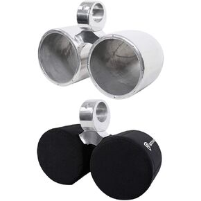 Rockville DMAC80S Dual 8" Silver Aluminum Wakeboard Tower Speaker Pods+Covers