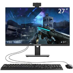 All-in-one Desktop Computer with 27" FHD Display, AMD R7 Quad Core 16G RAM 512G SSD ROM, Liftable Arm Rotatable Monitor WiFi Bluetooth Connection PC Desktop for Home Study Office Gaming