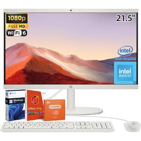 HP 21.5" All in One Desktop Computer, with Office Pro Lifetime License, Intel Celeron J4025, 21.5 inch FHD Anti-Glare, WiFi 6, BT 5.3, 32 GB DDR4, 2 TB SSD, Wired Keyboard & Mouse, Windows 11 Pro