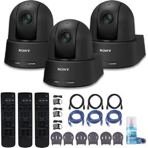 3 x Sony SRG-A12 4K PTZ Camera with Built-in AI and 12x Optical Zoom (Black) (SRGA12) + 3 x Network Cable + Cleaning Kit + 3 x HDMI Cable (Renewed)