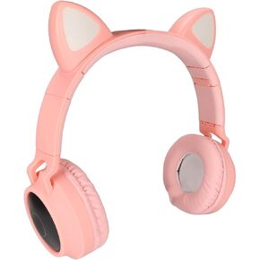 Acouto Cute Cat Ear Gaming Headpho with P Bass and LED Light, Foldable Design, Soft Earmuffs for Comfortable Wear (#1)