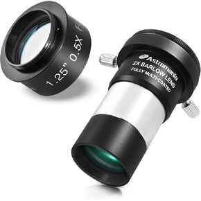 Astromania 1.25 "0.5x مصحح مخفض - حزمة مع - 2x Barlow Lens تم ترقيتها 1.25 بوصة