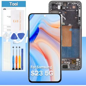 استبدال الشاشة لـ Samsung Galaxy S23 5G SM-S911U S911A S911W OLED LCD Display Touch Digitizer Assembly (أسود مع إطار)