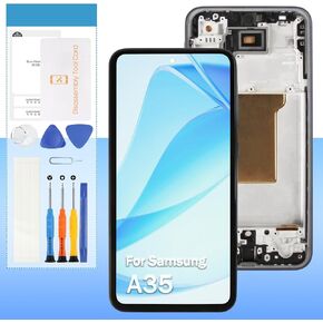 استبدال الشاشة لـ Samsung Galaxy A35 5G SM-A356U A356U1 A356B A356E 6.6 "شاشة LCD Display Touch Digitizer مع إطار أسود (صفق ، وليس بصمة)