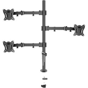 (80cm) DL-T902-380II Full Motion Three Monitor Desktop Stand Holder 10"-27" Clamp Grommet Hole Base PC Mount Foldable Arm 12kg(DL-T902-380II)