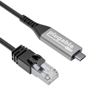 Plugable USB C to Ethernet Cable: USBC to RJ45 Ethernet Cord, Directly Connected LAN Gigabit Network Adapter for MacBook Pro, iPad Pro, iPhone 15/16, Laptop, USB4/Thunderbolt Compatible, 2m 6.6ft