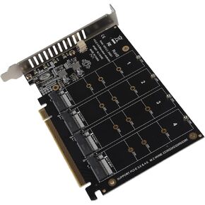 Pcie to M.2 Quad Card Nvme Adapter Pci L,USB Port Cards,Adapter Card 4 Port M.2 Nvme Ssd to Pcie X16 M Key Hard Drive Converter Reader Expaon Card (ph44)