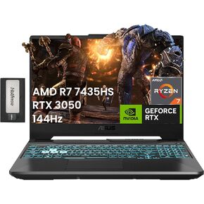 ASUS TUF A15 Gaming Laptop, 15.6" FHD 144Hz Display, AMD Ryzen 7 7435HS, GeForce RTX 3050, 32GB DDR5, 1TB SSD, RGB Backlit Keyboard, HD Camera, Wi-Fi 6, Win 11, Black, 256GB Docking Station Set