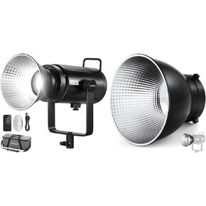 NEEWER CB300 300W LED Video Light, 155000Lux/1m 5600K COB Continuous Output Lighting CRI97+/TLCI97+ Dimmable Studio Spotlight, Onboard Control for Film Recording, RF1 7'' Reflector Diffuser Included
