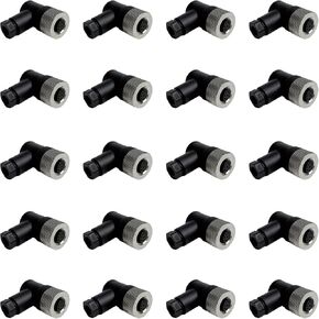 20Pcs M12 Sensor Connector Waterproof Female Plug Screw Threaded Coupling 4 Pin A Type Sensor connectors (4 Pin Female ×20Pcs)