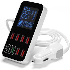 A9S+ 8-Port USB Car Fast Car LCD Display Ultra-SHIN USB HUB لأجهزة اللوحات الهاتفية DVR