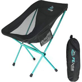FE Active Compact Folding Chair - Strong & Sturdy Ultralight Portable Camping Chair Comfortable for Adults & Kids. Ideal Camping, Travel, Hiking, Beach Gear & Essentials | Designed in California, USA